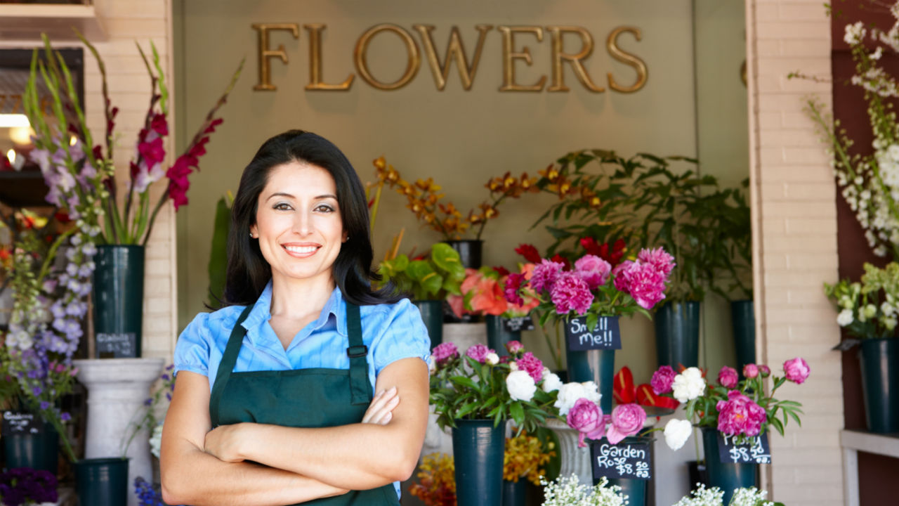 woman standing in flower shop