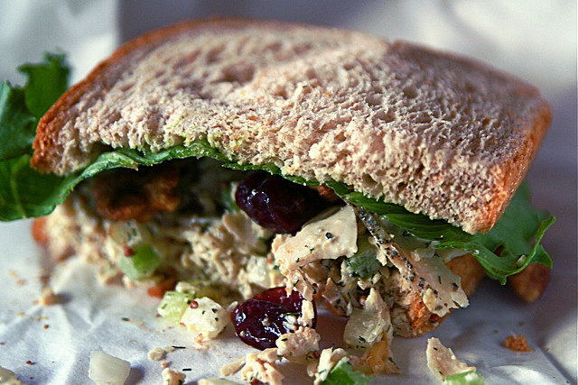 cranberry pecan chicken salad sandwich