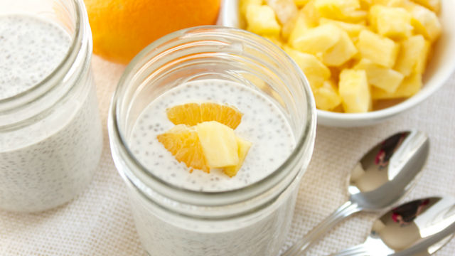 tropical coconut chia pudding jars