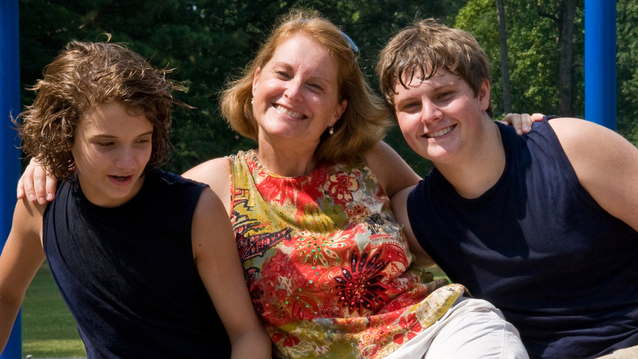 Mom and sons at the park