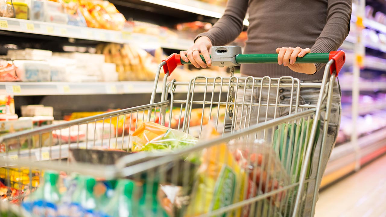 Woman shops for groceries