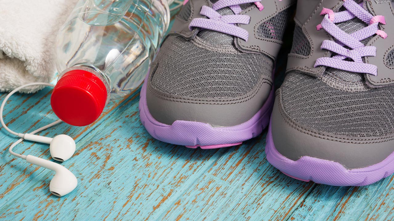 sneakers and fitness gear