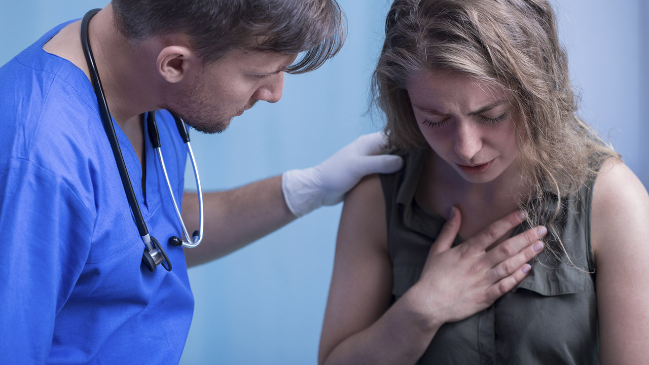 Upset female patient with male doctor